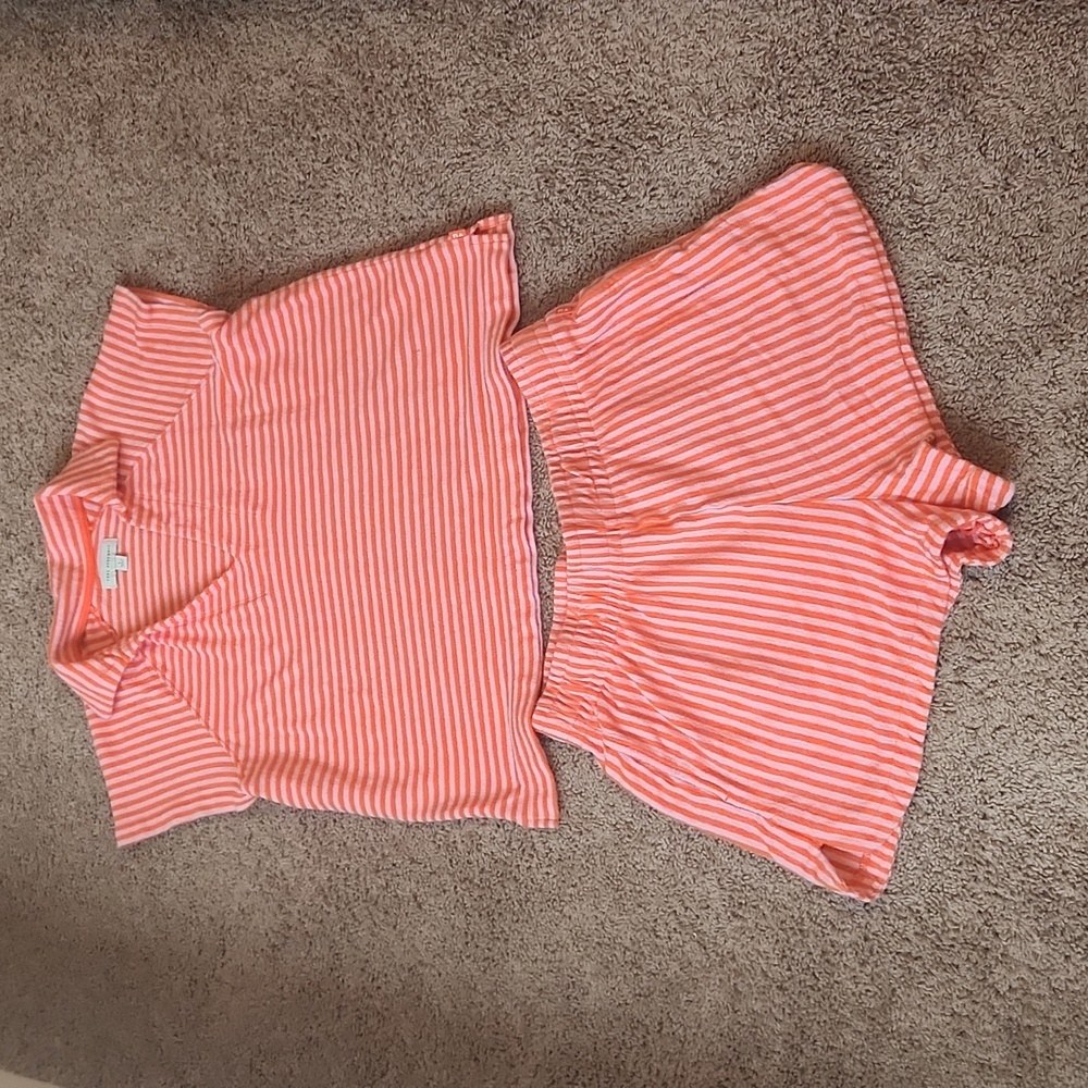 Short set Pink/Orange Stripe Terry Beach -Summer-Vaca by Free Assembly Sz Large